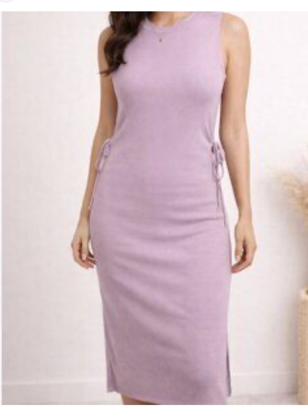 Sleeveless Midi Bodycon Dress in Lavender